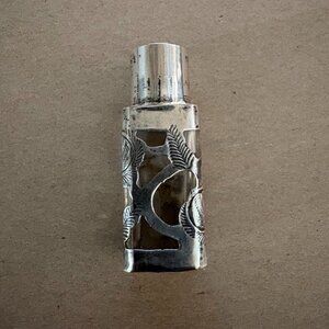 50s vintage Mexican rose wrapped sterling square glass perfume bottle